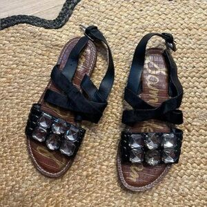 Sam Edelman Black Sandals with Crystal Embellishments
